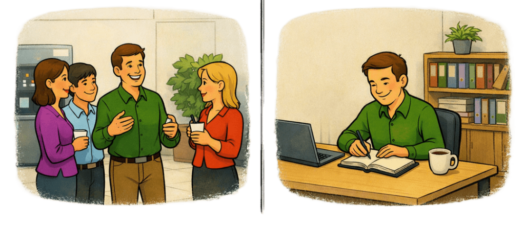Illustratie van het intrapersoonlijke domein, met symbolen voor temperament, zelfkennis en innerlijke balans.